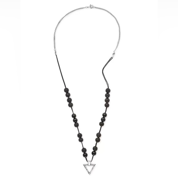 ALEX And ANI Beaded Triangle Necklace 34” (Onyx & Lava Beads) New & Sealed - Picture 1 of 4